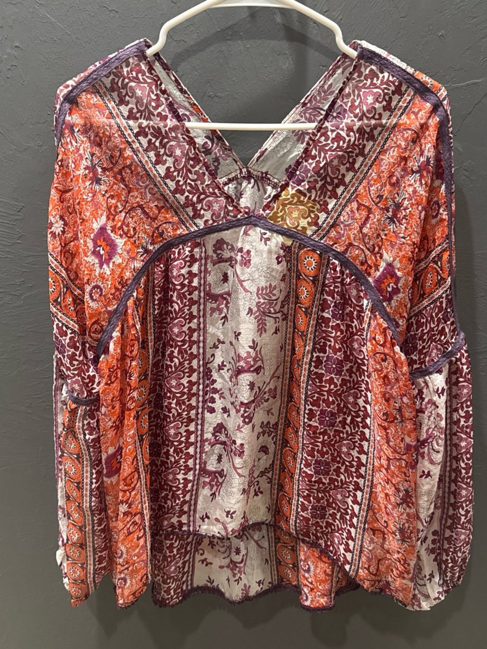 Maeve Anthropologie 100% Silk Paisley Peasant Blouse Boho M